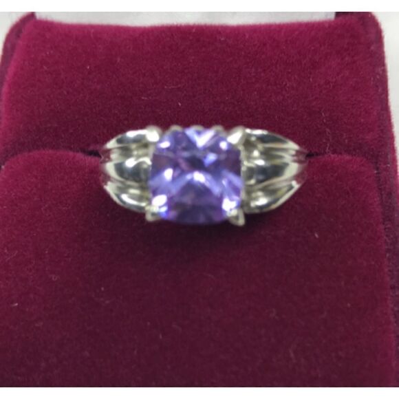 Art Deco Style 925 Purple Stone Ring Size 9 - Picture 14 of 14